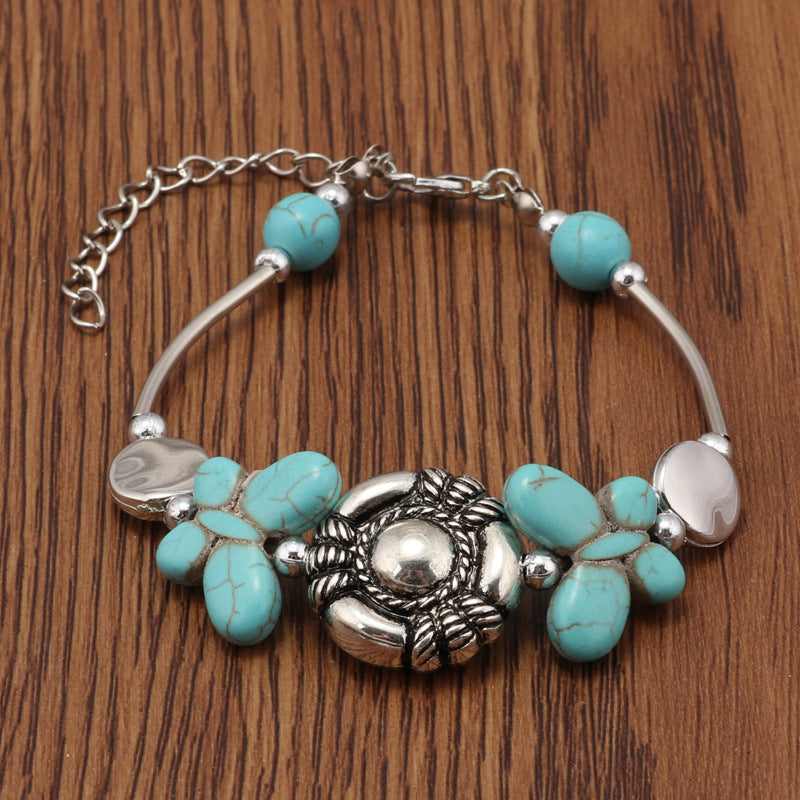 Turquoise Butterfly Beaded Bracelet