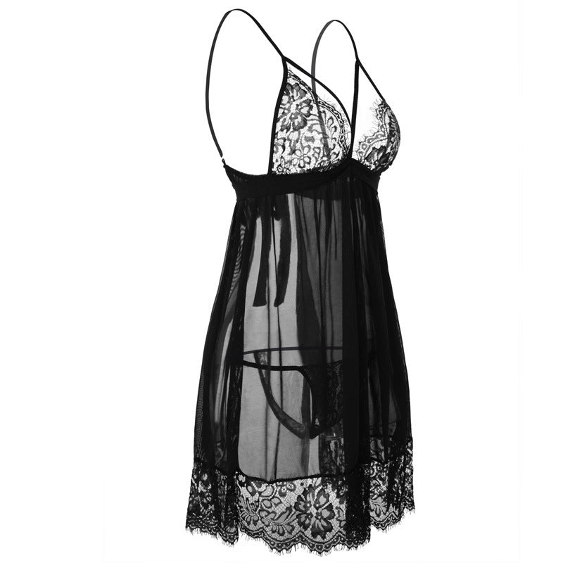 Lacy Cage Strap Babydoll Nightie Set