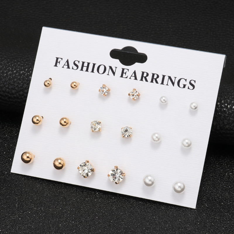 Jewel and Pearl Stud Earrings