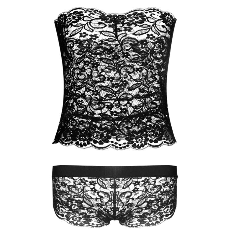 Lace Tube Bra and Boyshort Panty Set