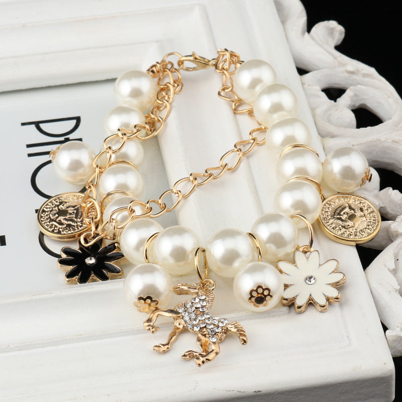 Faux Pearl Charm Bracelet