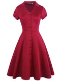 Red Button-Down Fit & Flare Dress