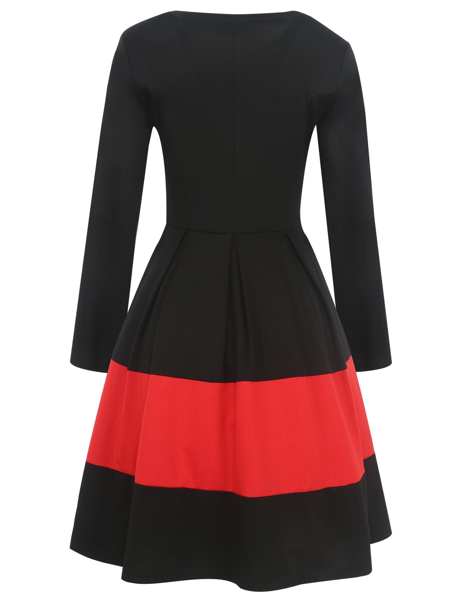 Red & Black Pleated A-Line Dress