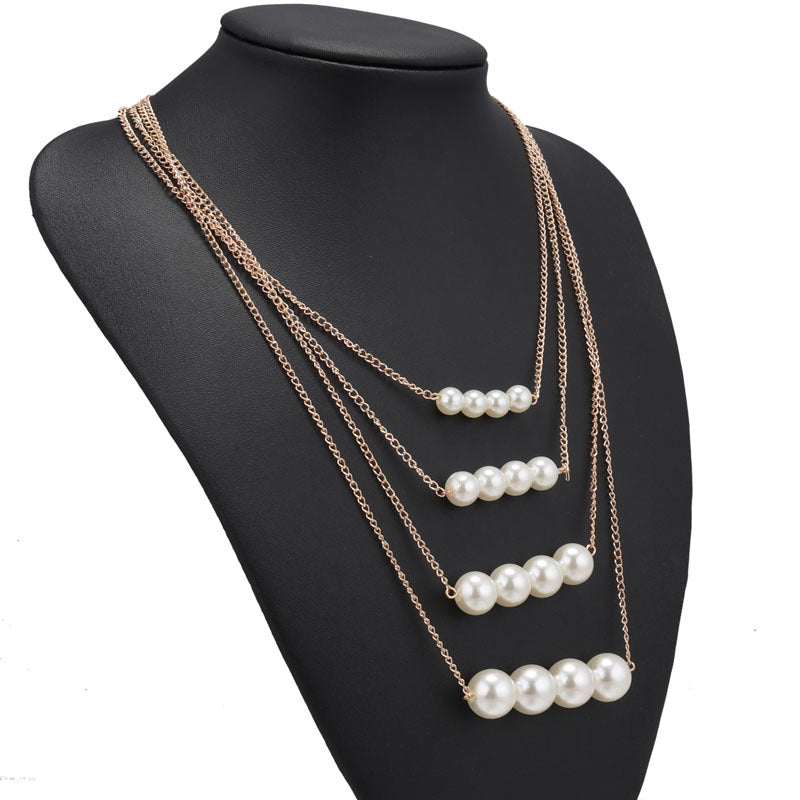 Four Tiered Pearl Necklace