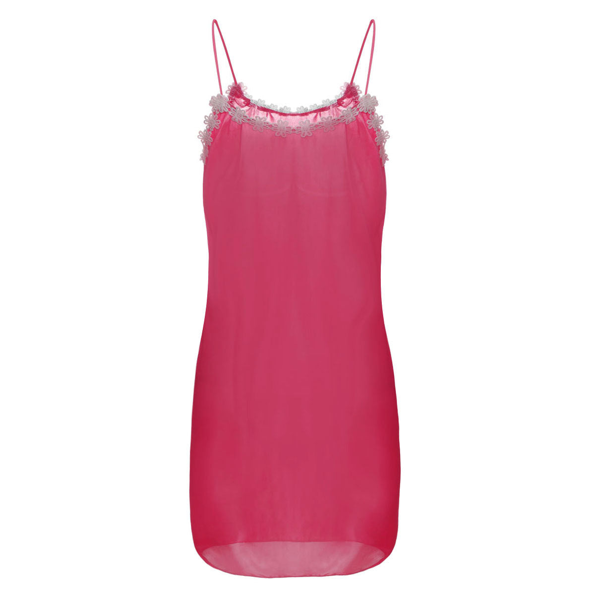 Flower Trim Lingerie Slip Dress