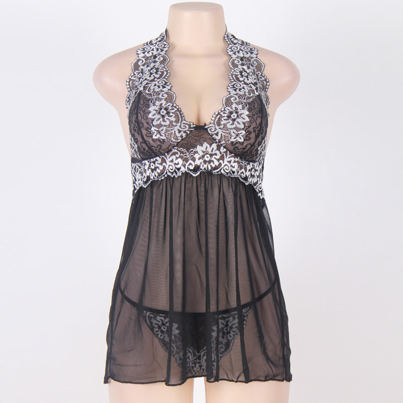 Plus Size Lace & Sheer Mini Dress