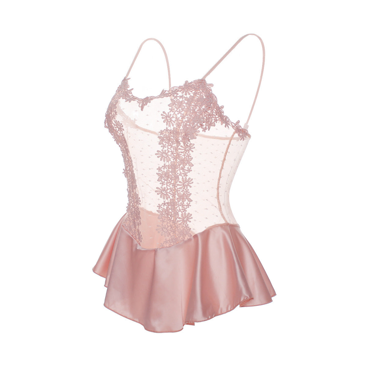 Skirted Peekaboo Lace Bodice Teddy