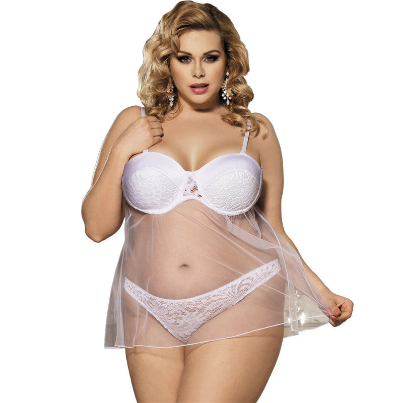 Plus Size See-Through Lace Panty Set