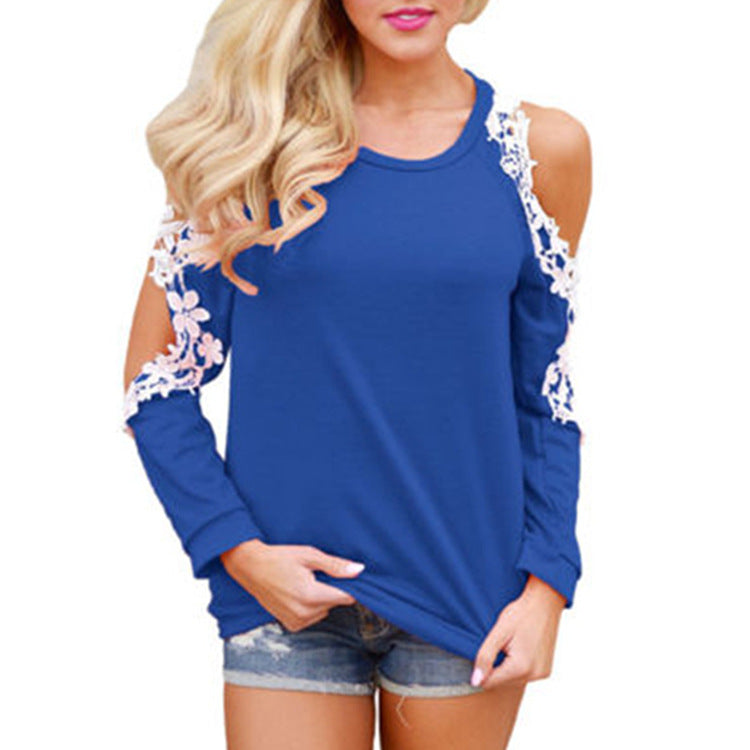 Floral Crochet Trim Cutout Top