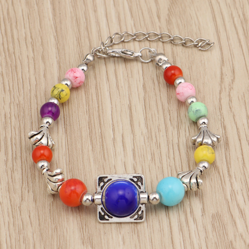 Colorful Beaded Metal Bracelet