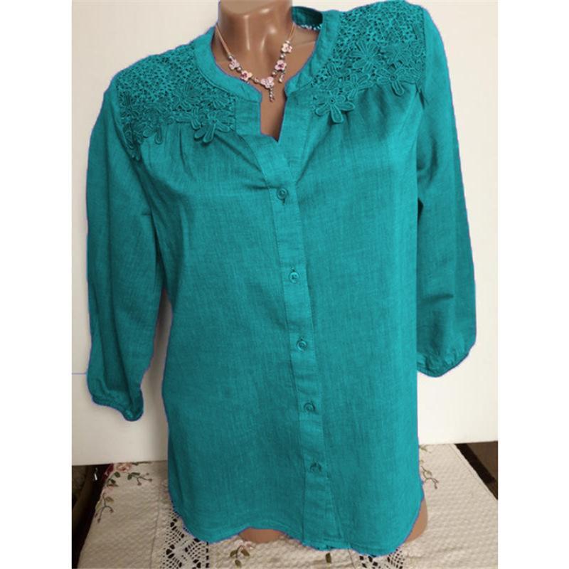 Lace borduurwerkknop omhoog blouse