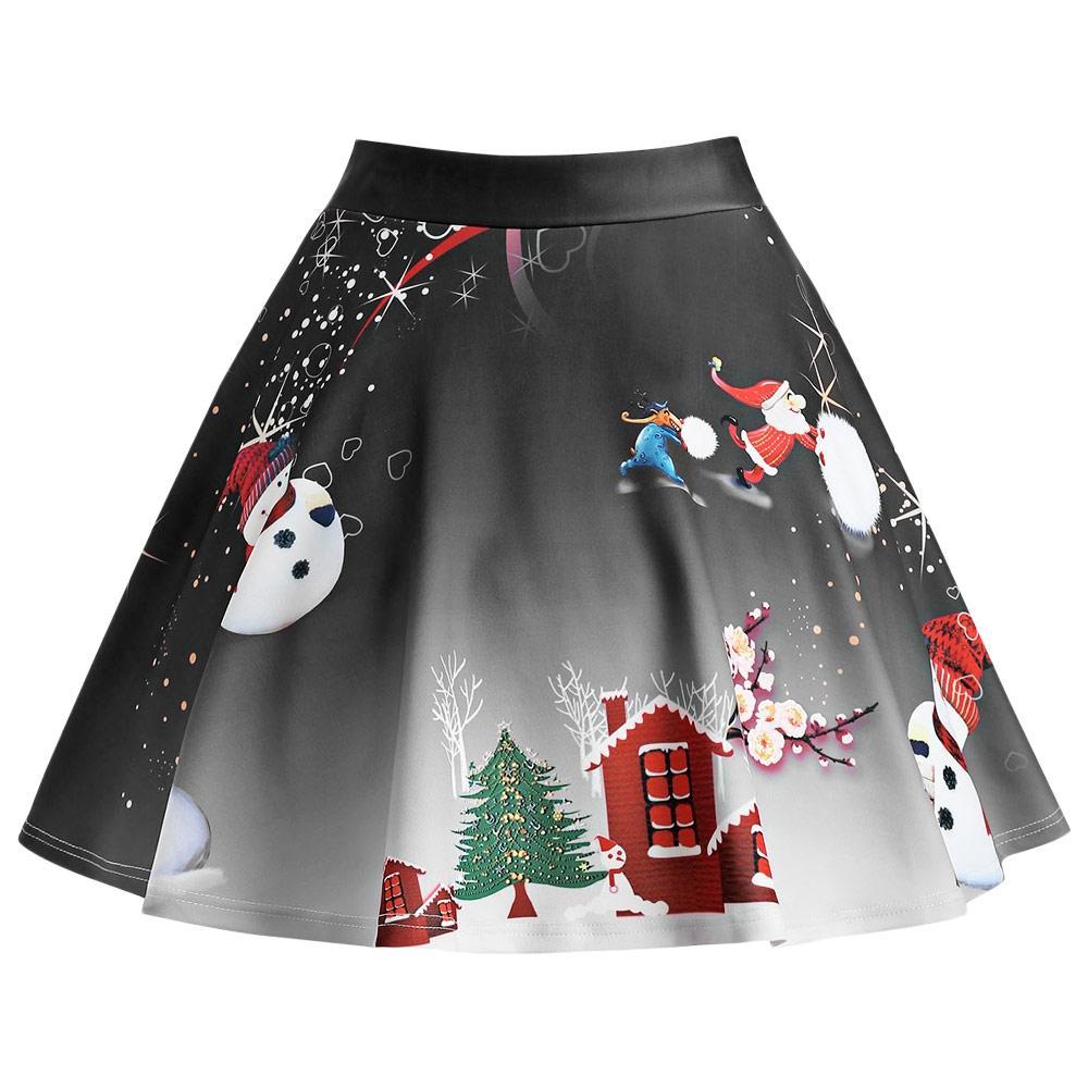 Christmas Snowman Plus Size Skirt - Theone Apparel