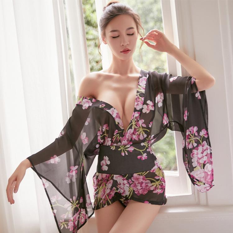 Top de roupas de noite de lingerie de malha floral