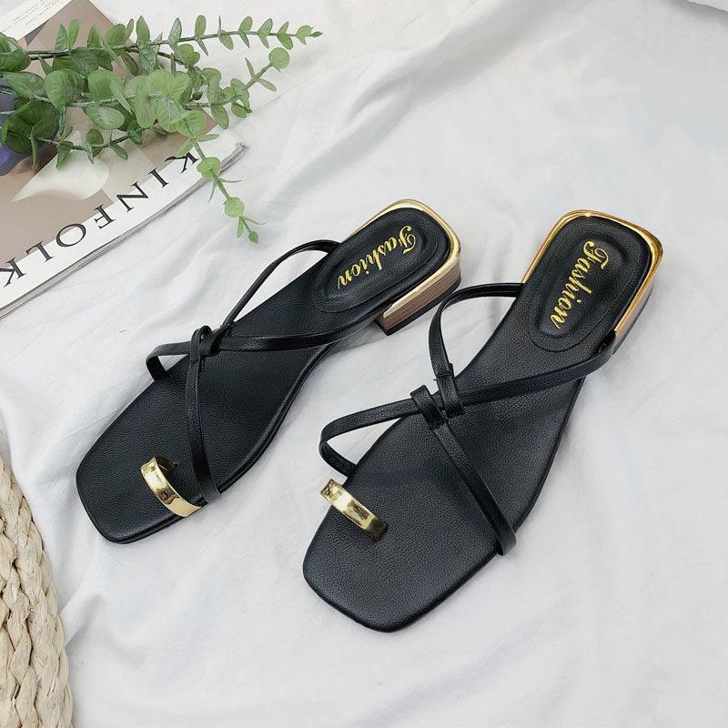 Gouden teen slip op sandalen