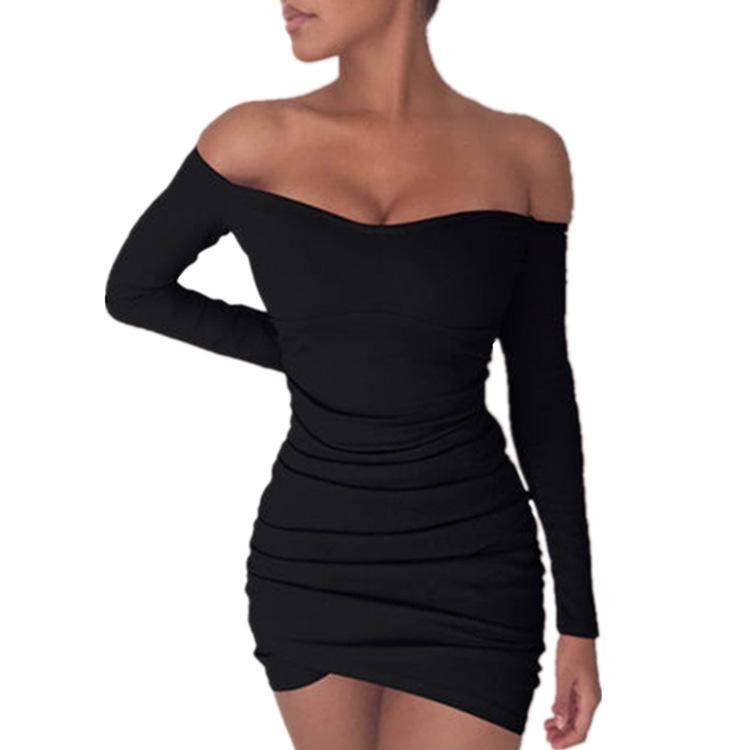 Robe bodycon à épaules dénudées froncées