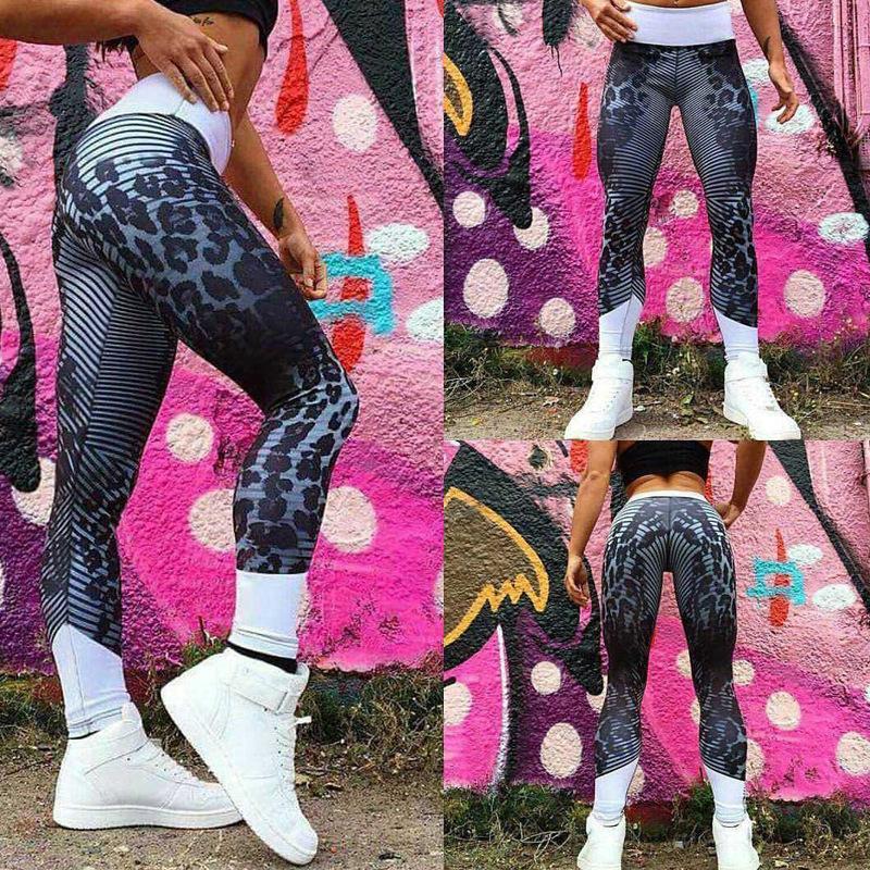 Leggings di palestra a strisce di ghepardo sportivo