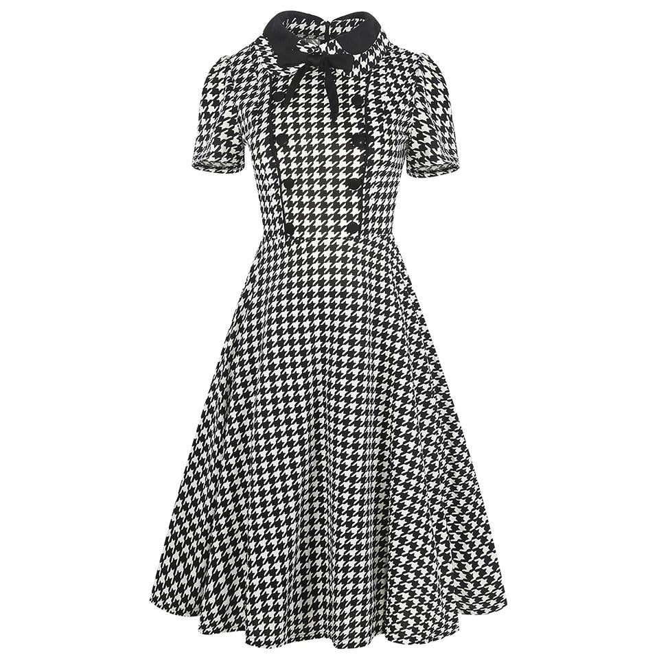 Vestido de arco de peito duplo Gingham