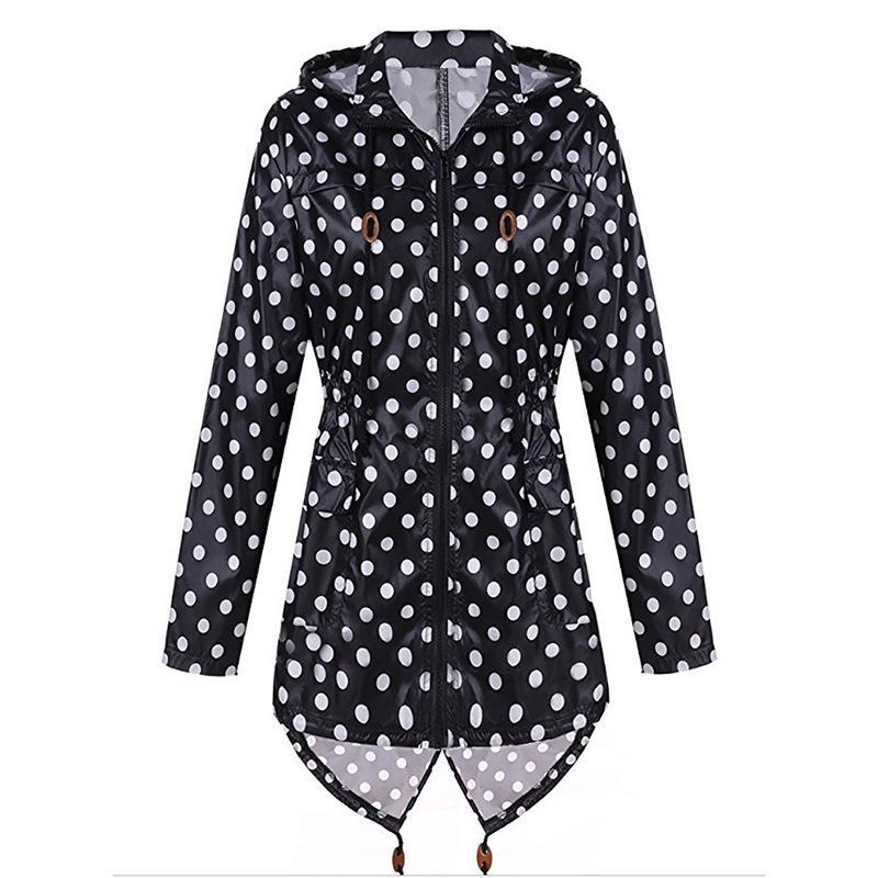 Hoodie-Trenchcoat mit Polka Dot-Print