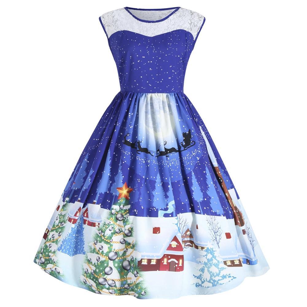 Vestido de festa de Natal sem mangas de tamanho grande