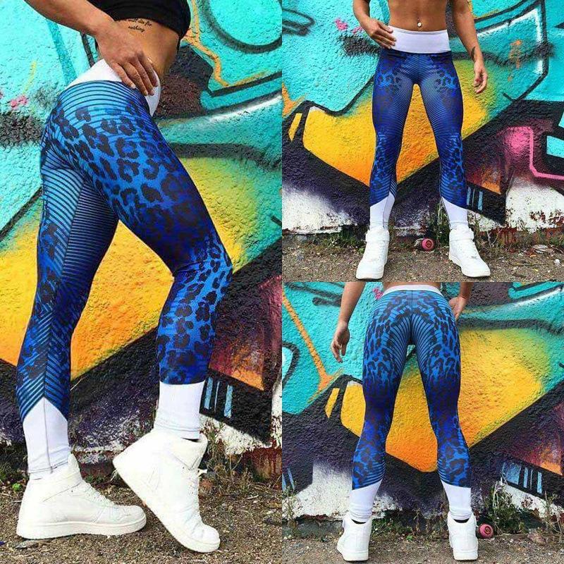 Leggings di palestra a strisce di ghepardo sportivo