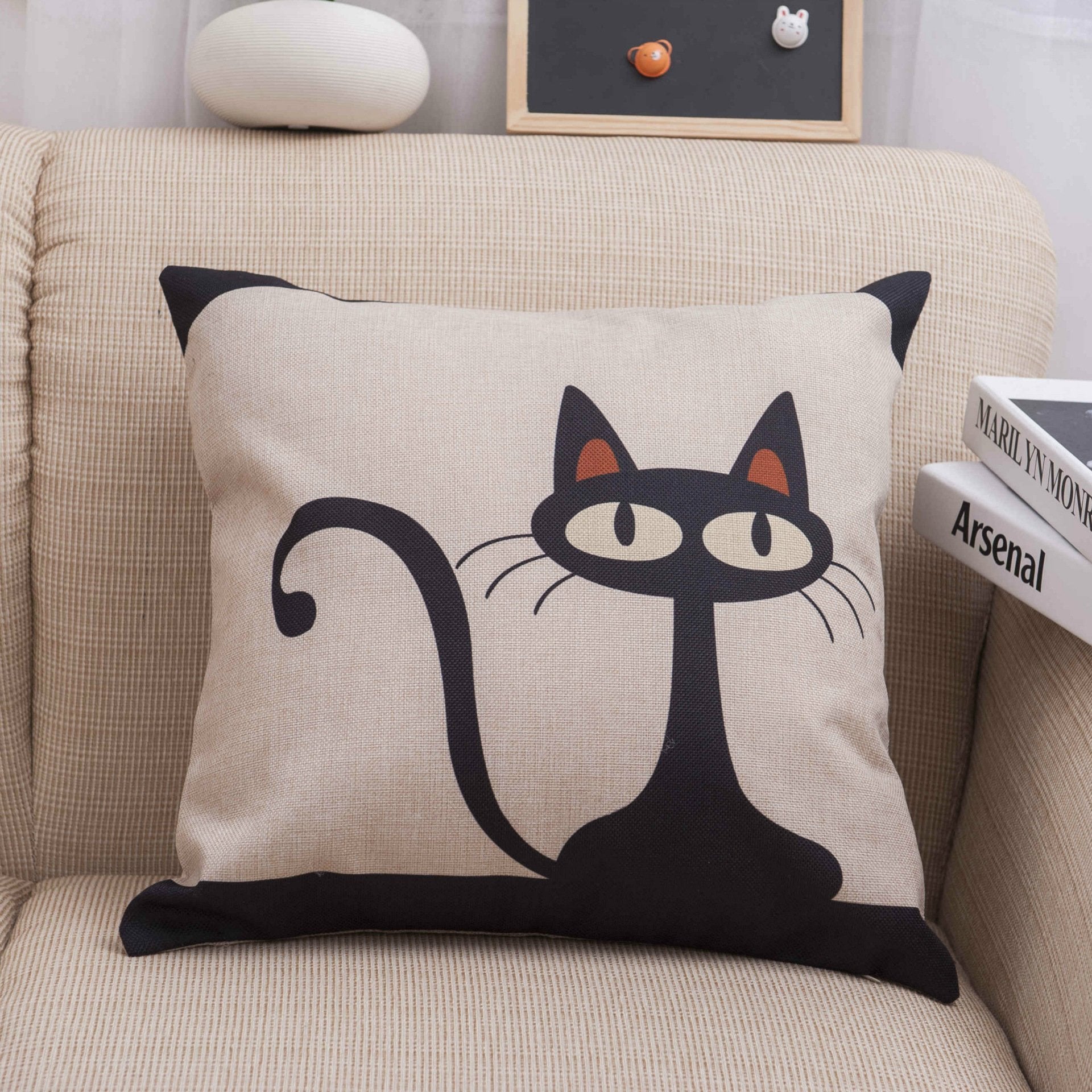 Curious Black Cat Pillow Covers - Theone Apparel