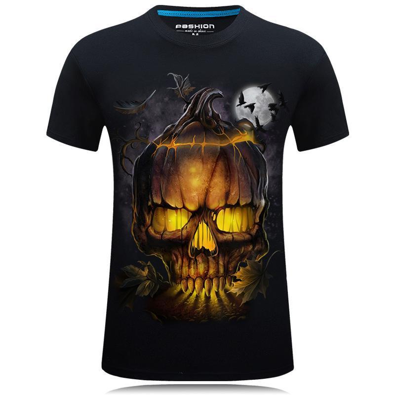 Evil Halloween Pumpkin Skull Shirt-Black-Theone Apparel