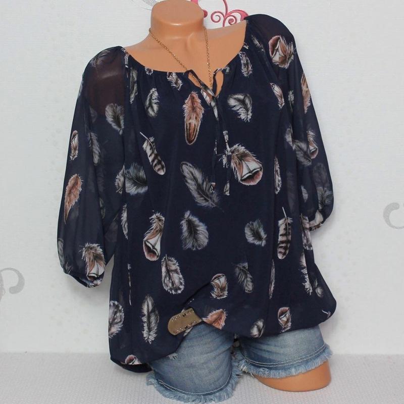 Fallen Feathers Flowing Layers Blouse-Dark Blue-Theone Apparel