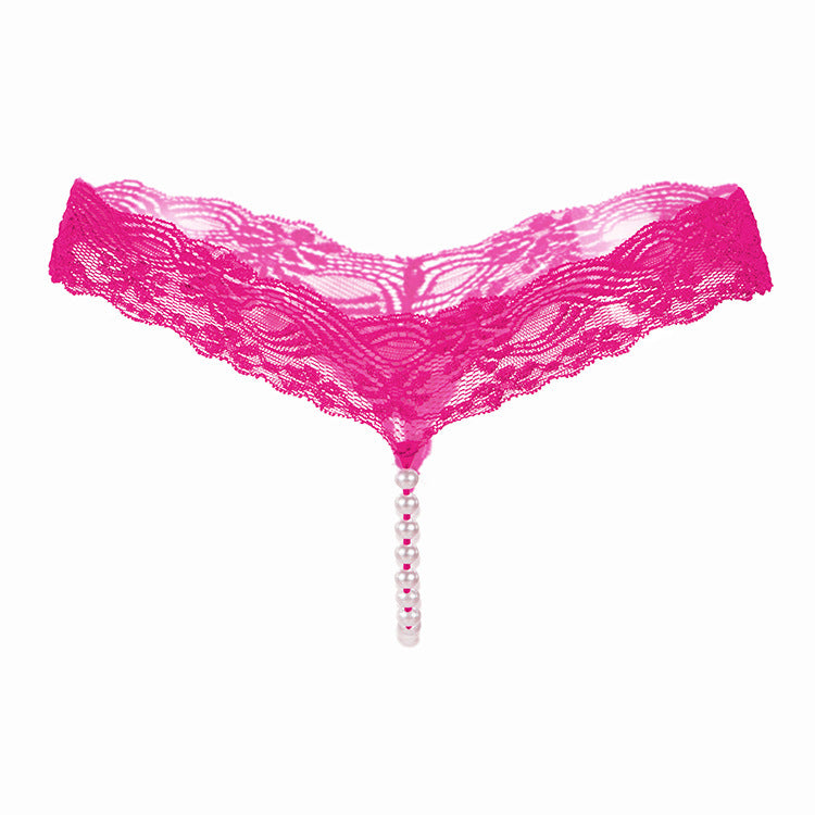 Floral Filigree Pearl Pocket G String-Rose Red-Theone Apparel