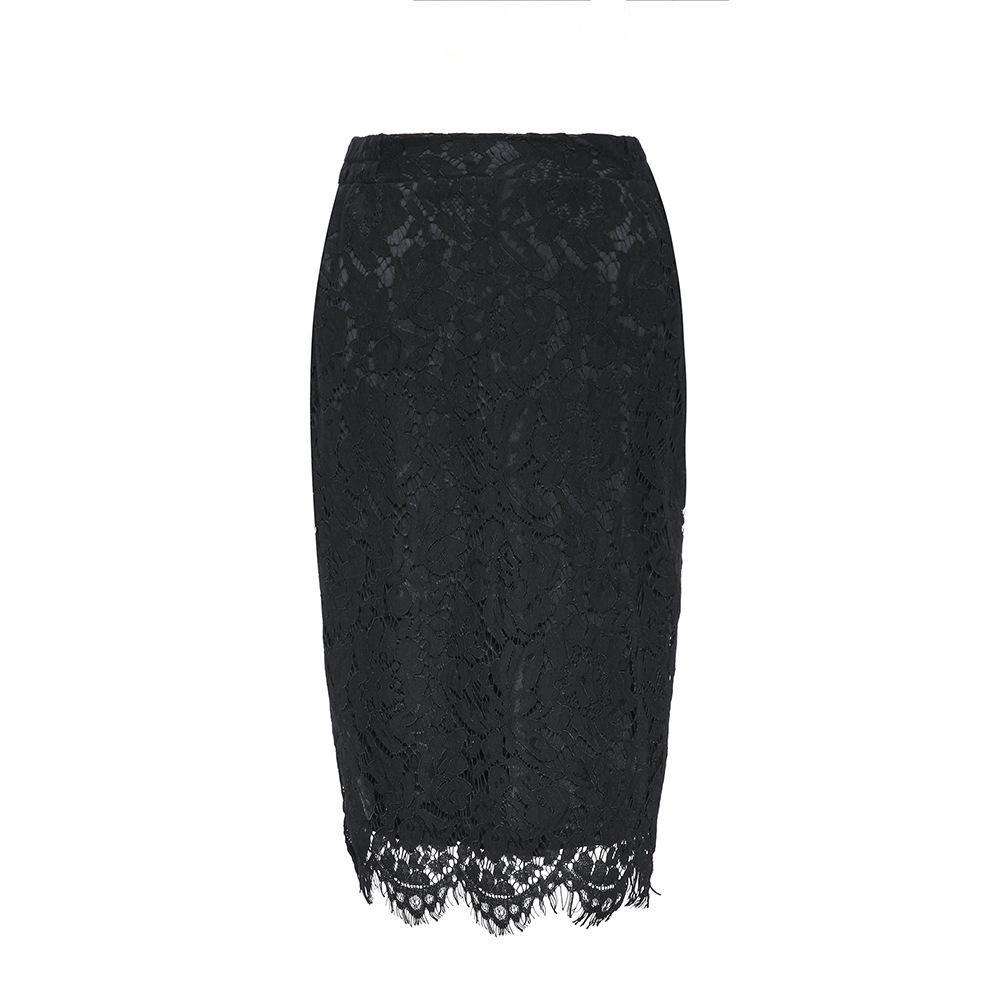 Floral Lace Fancy Hem Pencil Skirt - Theone Apparel