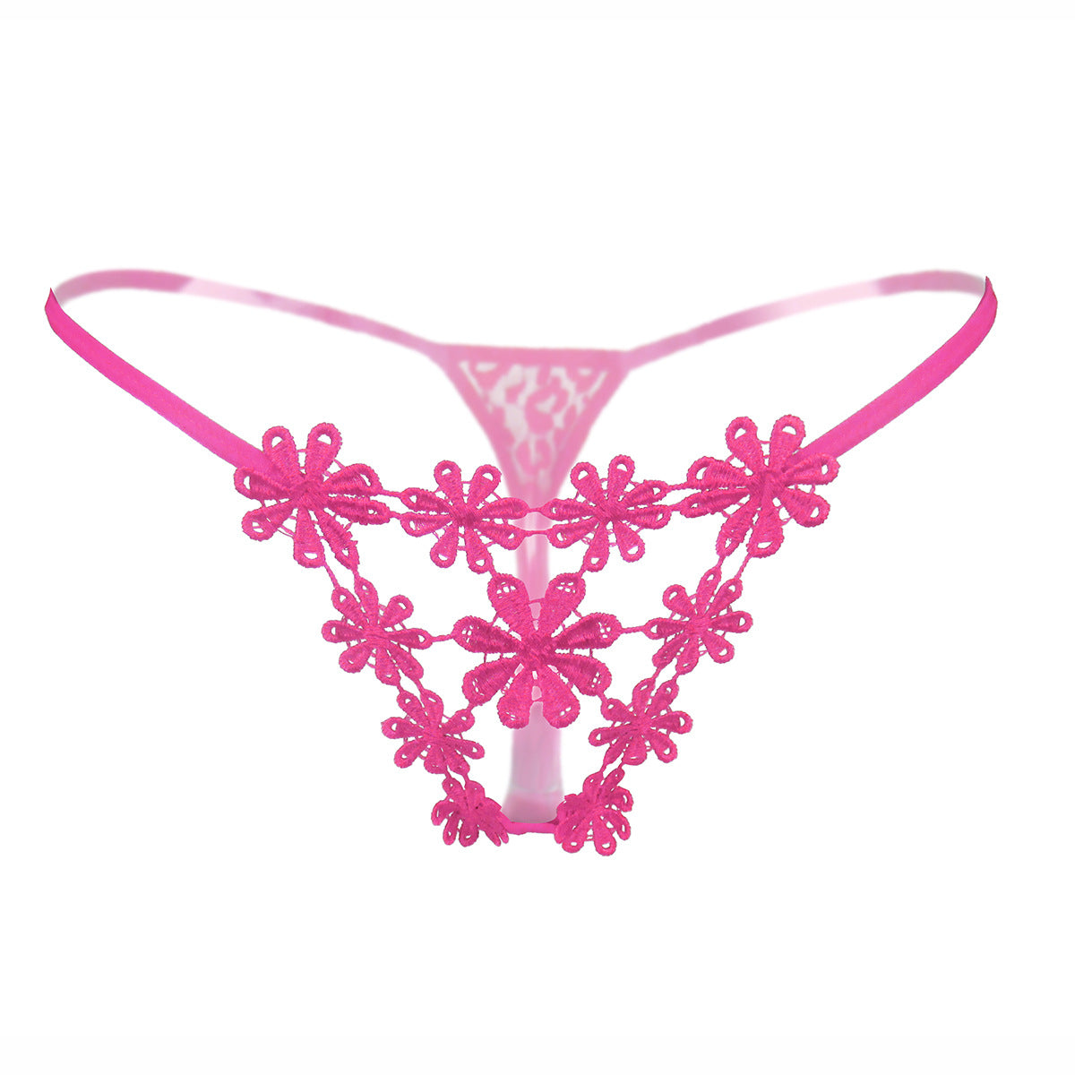 Flower Embroidery Micro Thong Panty-Rose Red-Theone Apparel