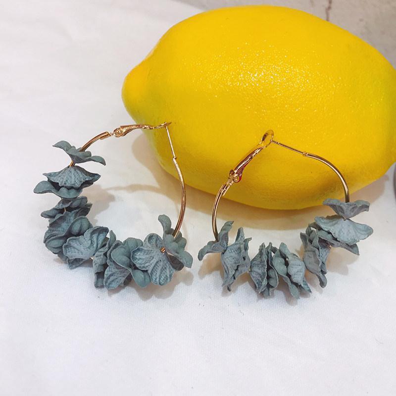 Golden Fluttery Petal Hoop Earrings-Green-Theone Apparel