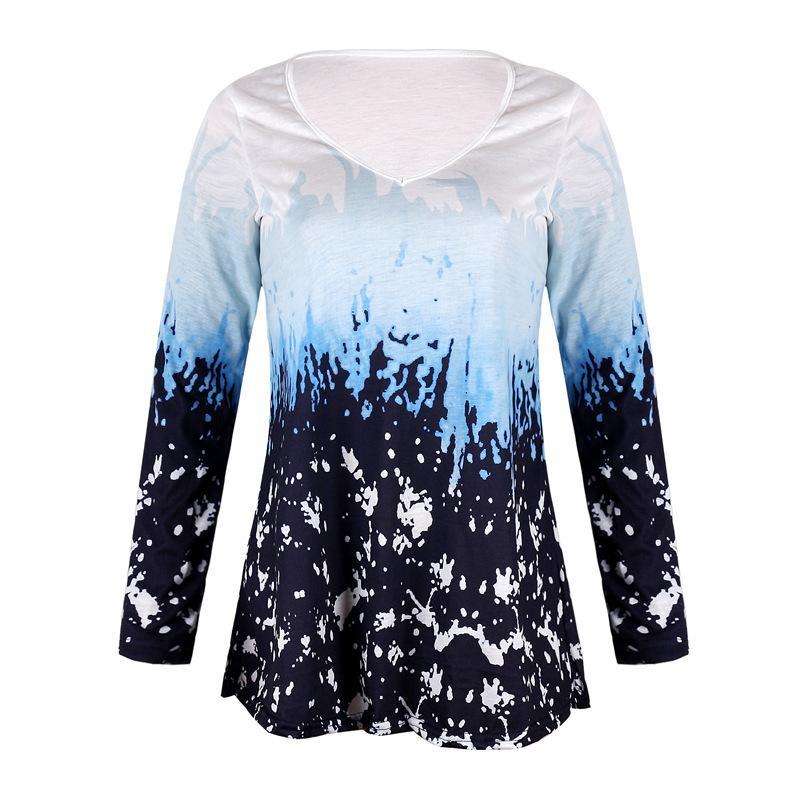 Grassy Gardens Loose Long Sleeve Top-Blue-Theone Apparel