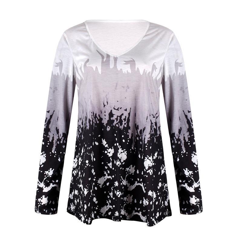 Grassy Gardens Loose Long Sleeve Top-Gray-Theone Apparel