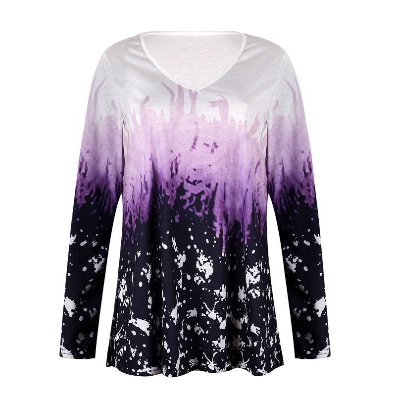 Grassy Gardens Loose Long Sleeve Top-Purple-Theone Apparel
