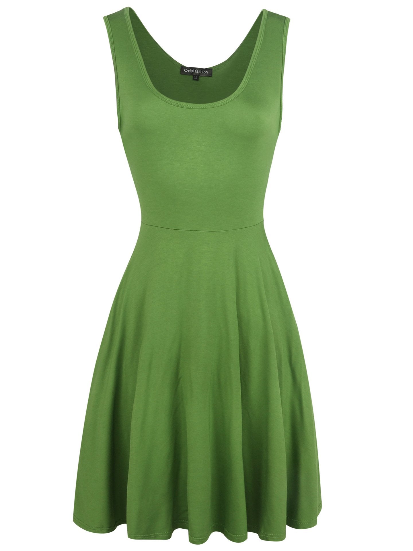 Vestido sin mangas con escote redondo verde