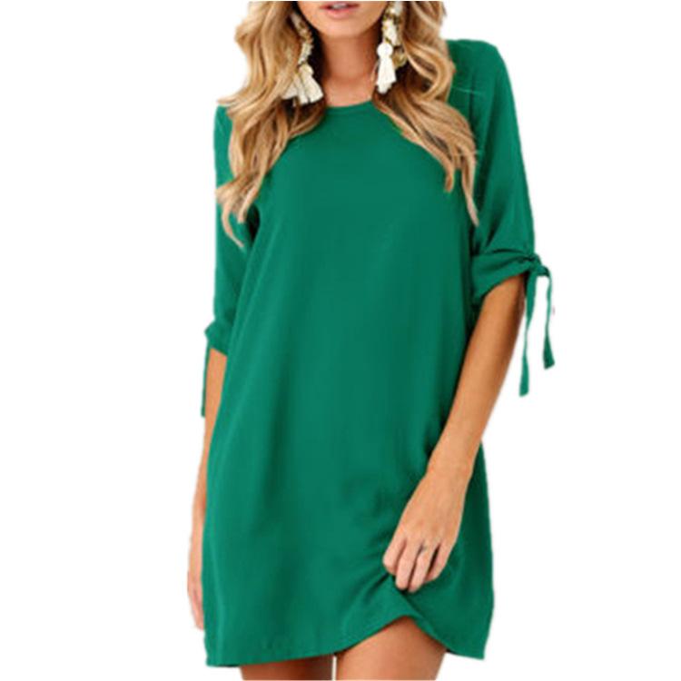 Solid Tie-Sleeve T-Shirt Tunic Dress