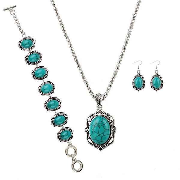 Turquoise Bohemian Faux Jewelry Ensemble