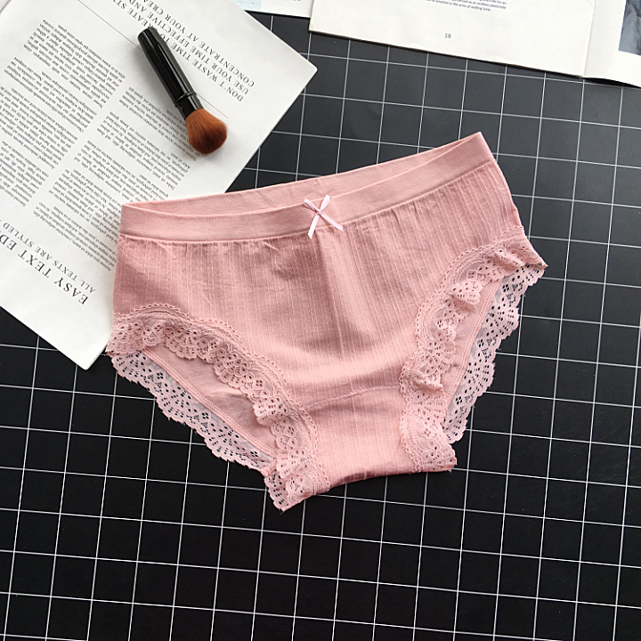 High Waist Frilly Lace Leg Cutout Panties-Pink-Theone Apparel