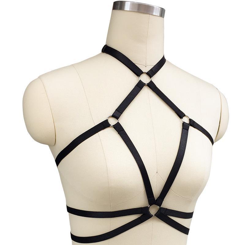 Hollow Out Open Bust Strappy Bra