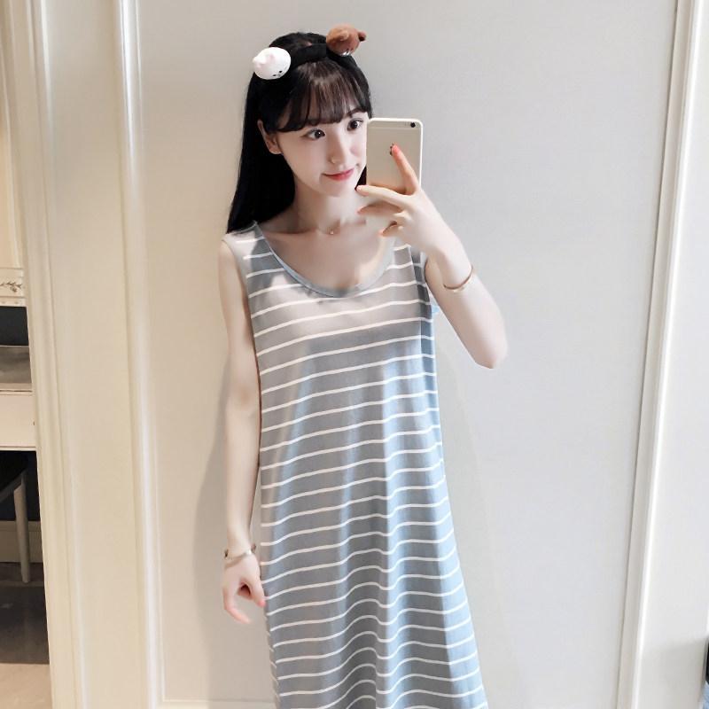 Horizontal Striped Sleeveless Casual Dress - Theone Apparel