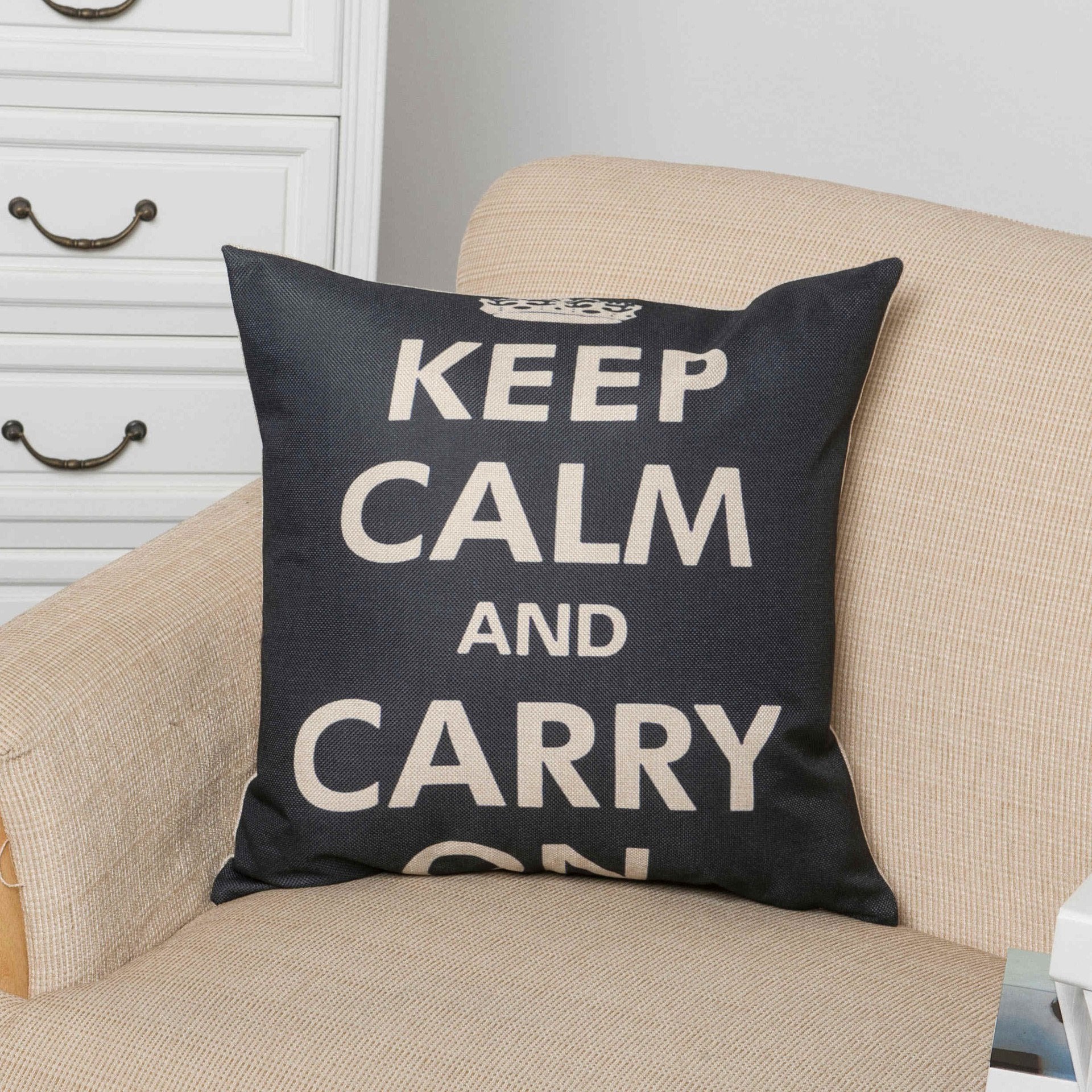 Funda de almohada Keep Calm Carry On