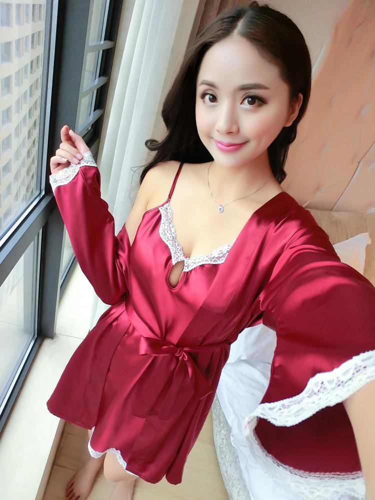 Keyhole Nightie Lingerie Robe Set - Theone Apparel