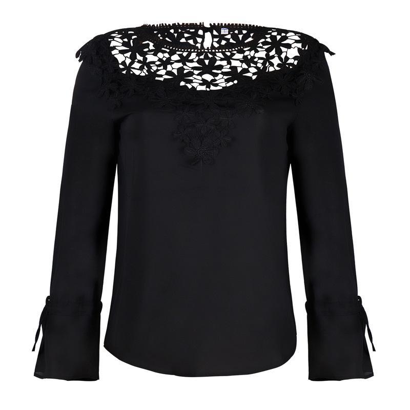 Lace borduurpolspols blouse