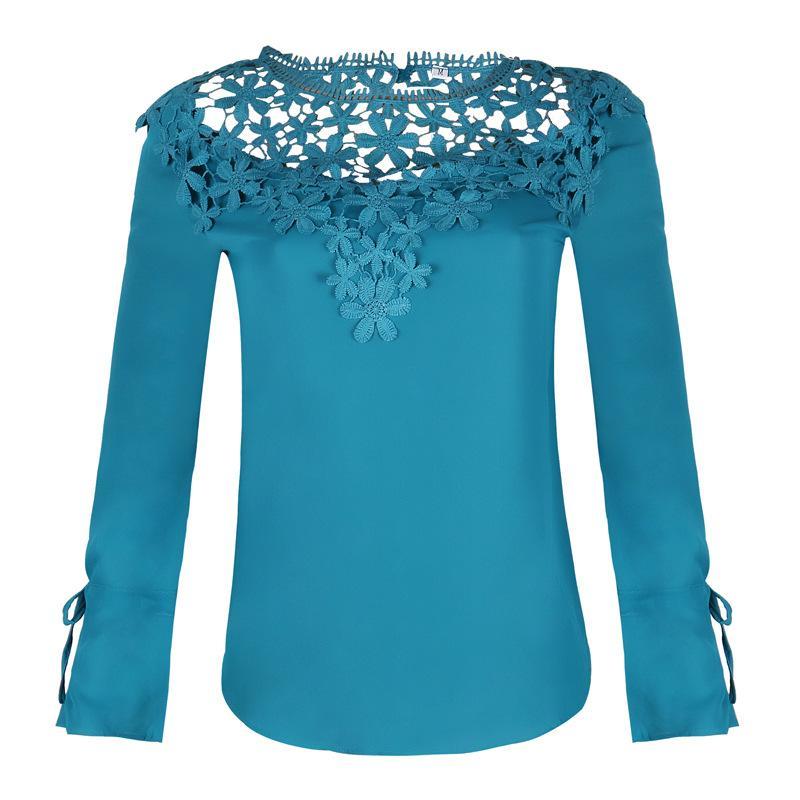 Lace borduurpolspols blouse