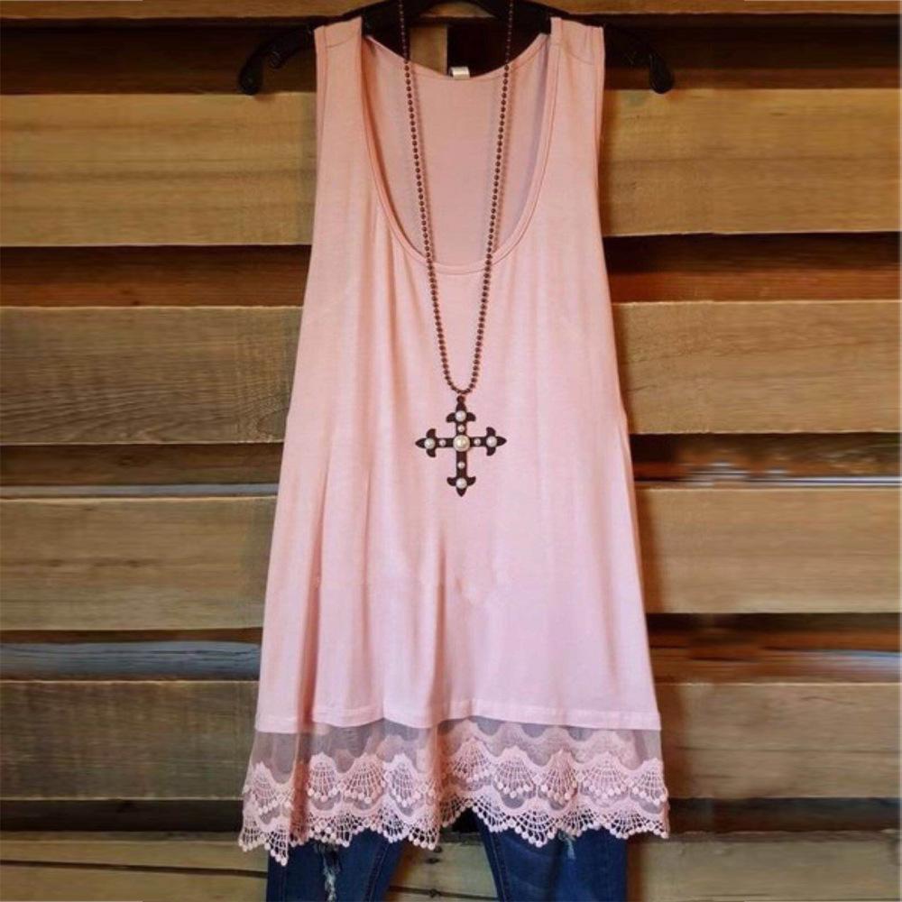 Lace Hem Loose Fit Tank Top