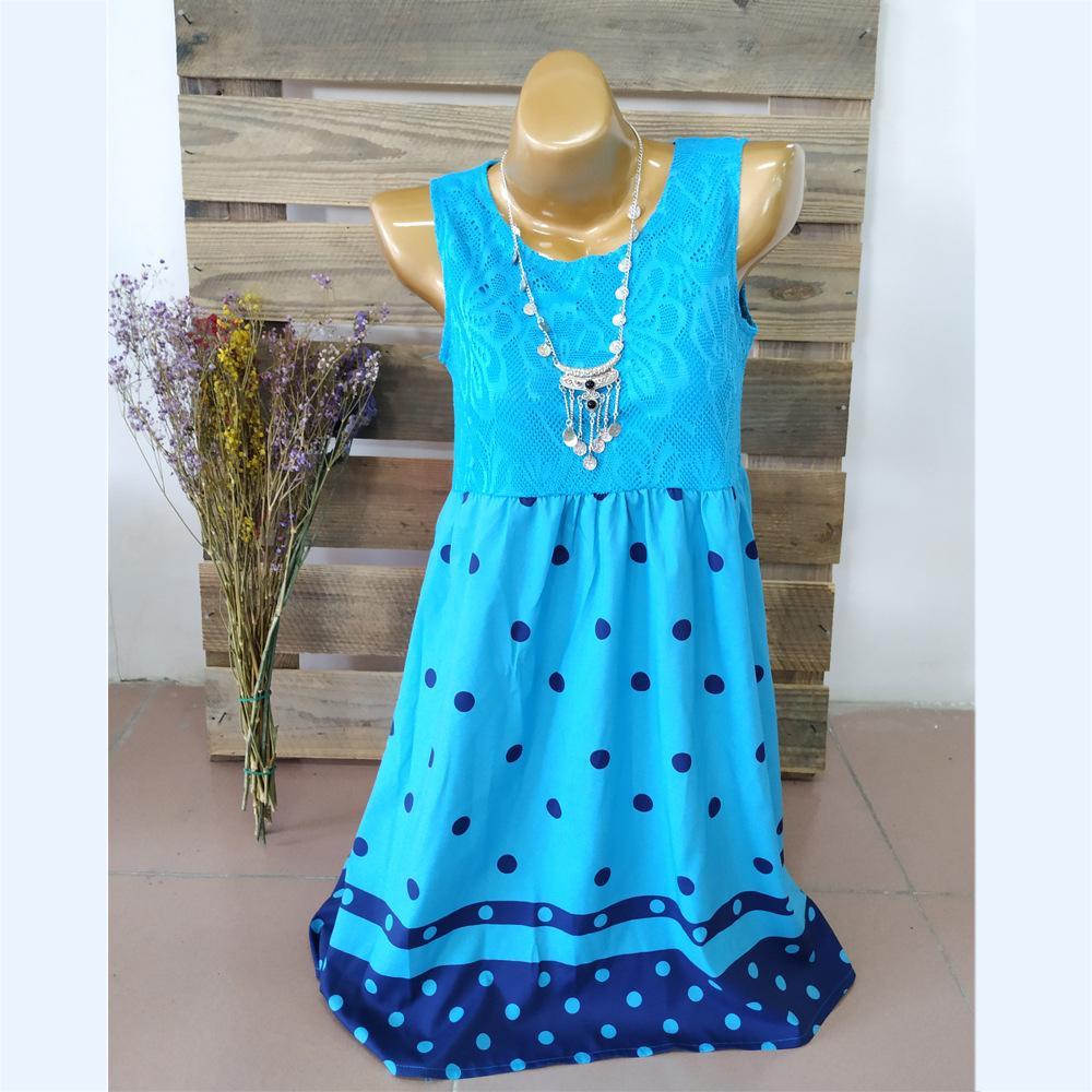 Lacy Dots Strapless Summer Dress-Aqua-Theone Apparel