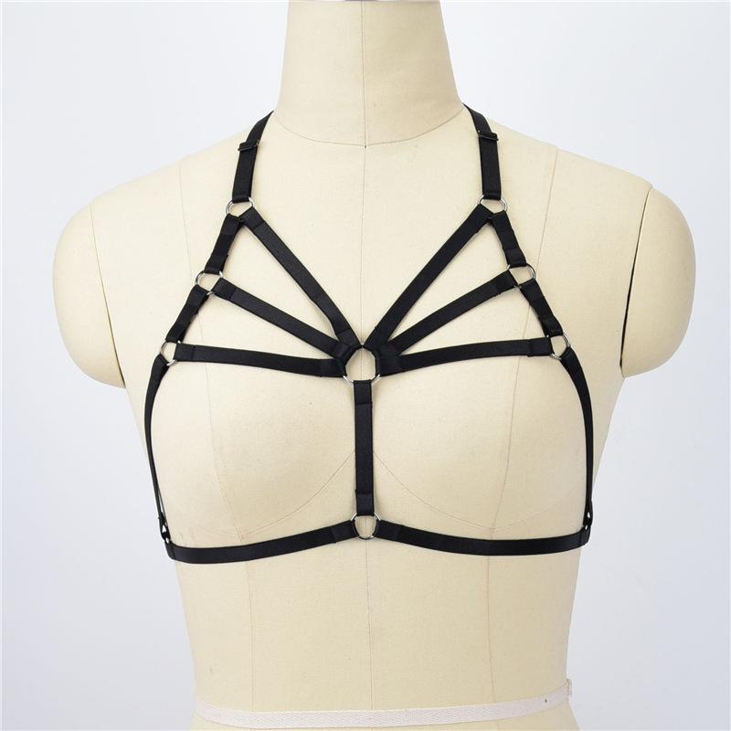 Ladies Cupless Lingerie Cage Bra-Black-Theone Apparel