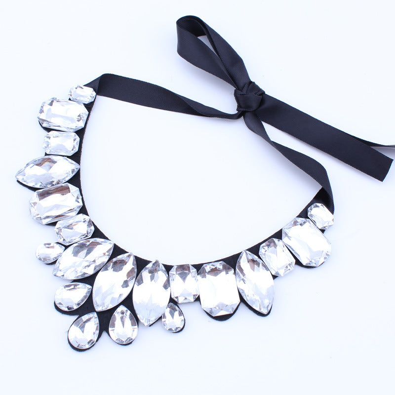 Layered Jewel Statement Necklace-White-Theone Apparel