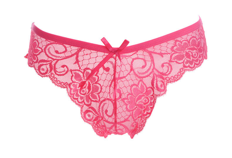 Low Rise Lace Briefs with Large Bow-Rose Red-Theone Apparel