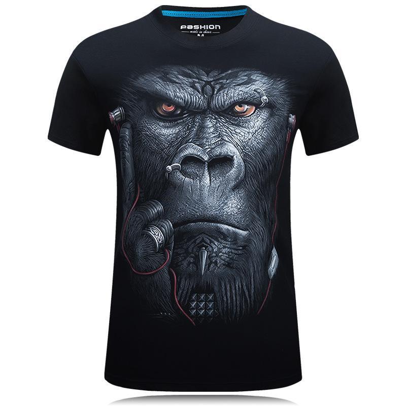 Mean Mugging Gorilla Face Shirt-Black-Theone Apparel